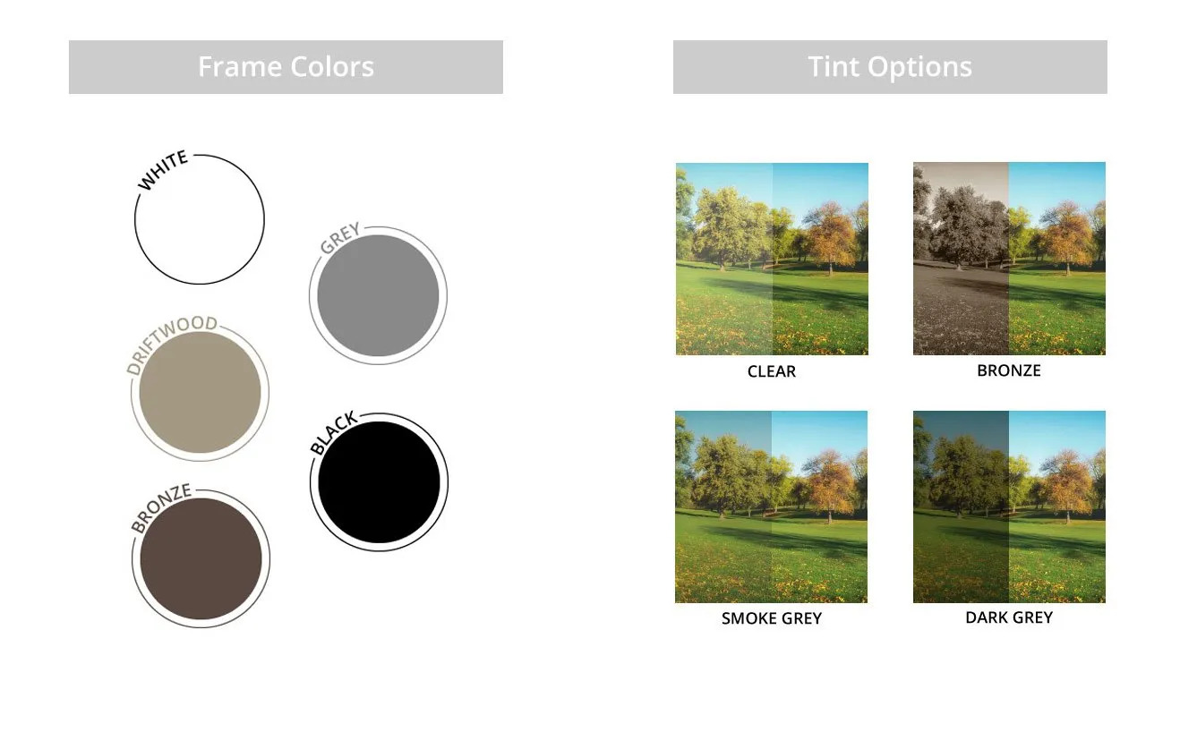 Frame Colors & Vinyl Tint Options